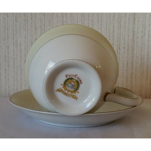 Fuji Teacup and Saucer Rosette Bone China Hand Painted Gold Trim Vintage Japan - Picture 8 of 10